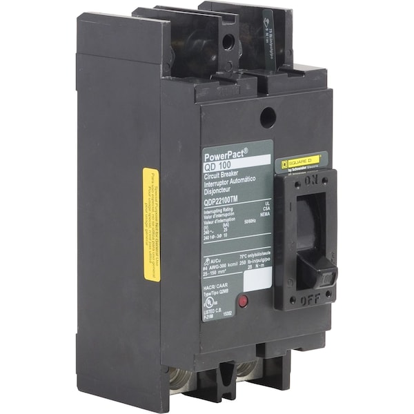 Molded Case Circuit Breaker, POWERPACT Q Series, 110A, 2 Pole, 240V AC, 25kA at 240V AC