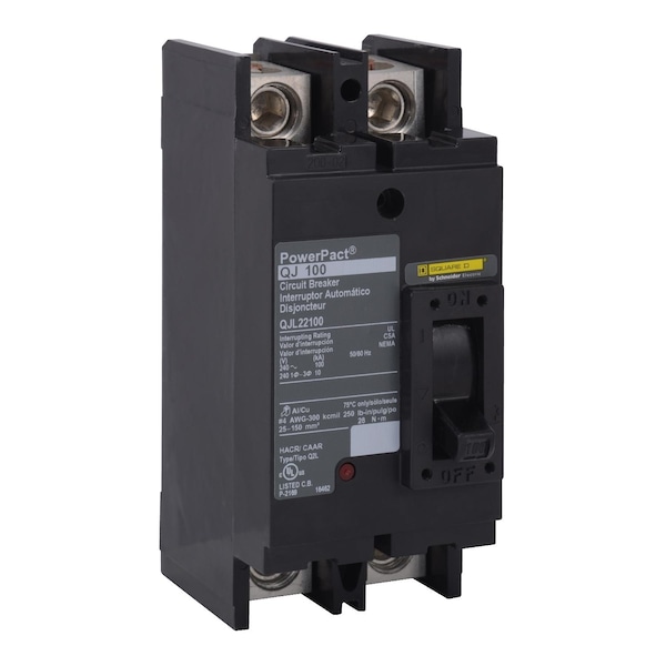 Molded Case Circuit Breaker, POWERPACT Q Series, 200A, 2 Pole, 240V AC, 100kA at 240V AC