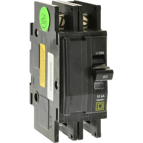 Miniature Circuit Breaker, QO Series, 60A, 2 Pole, 120/240V AC, 10kA at 120/240V AC