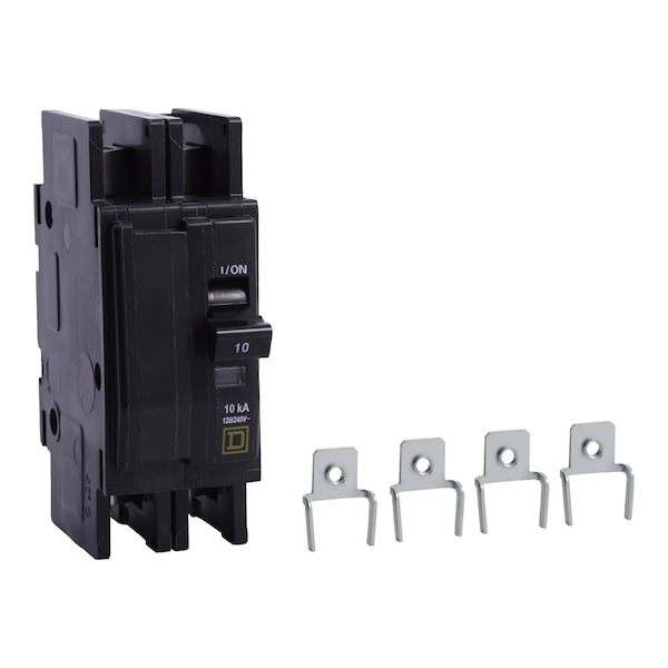 Miniature Circuit Breaker, QO Series, 10A, 2 Pole, 120/240V AC, 10kA at 120/240V AC