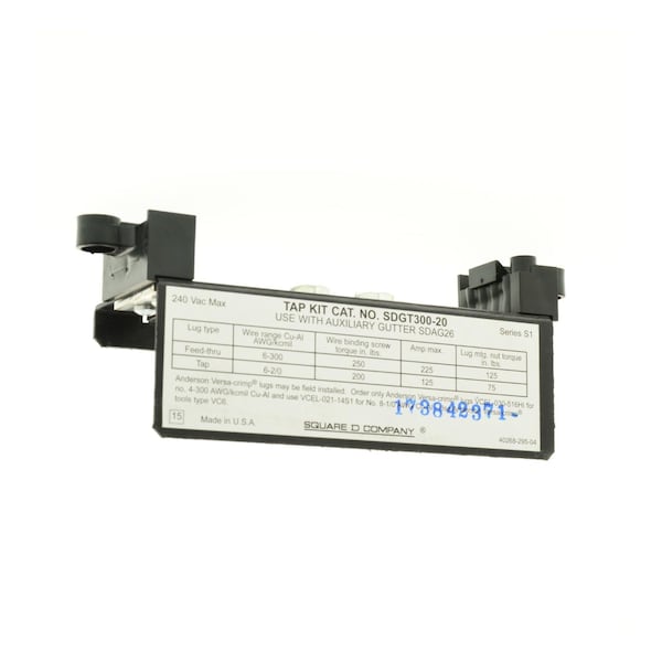 Load center accessory, QO, tap kit, gutter, for auxiliary gutter SDAG26, 6 AWG to 300kcmil
