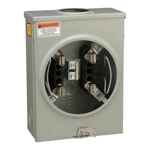 Individual meter socket, ringless socket, horn bypass, 4 jaws no release, OH, UG, 125 A, up to 600 VAC single phase 3W