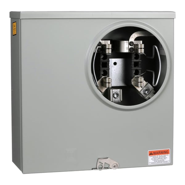 Individual meter socket, ringless socket, horn bypass, 4 jaws no release, UG, 200 A, up to 600 VAC single phase 3W