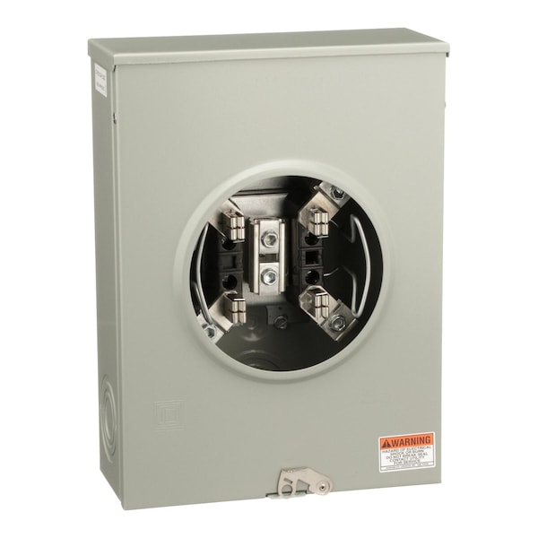Individual meter socket, ringless socket, no bypass, 4 jaws no release, UG, 200 A, up to 600 VAC single phase 3W