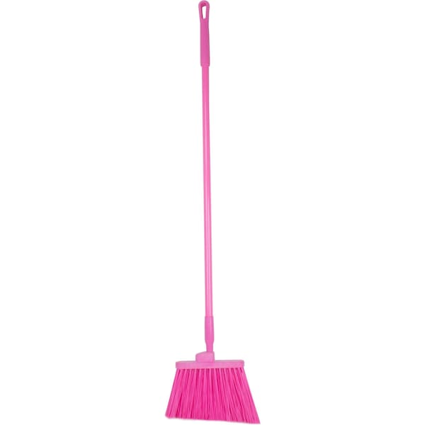 12 in W Angle Broom, Pink, Polypropylene