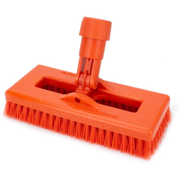 3.5 in W Swivel Scrub Brush, Orange, Polypropylene
