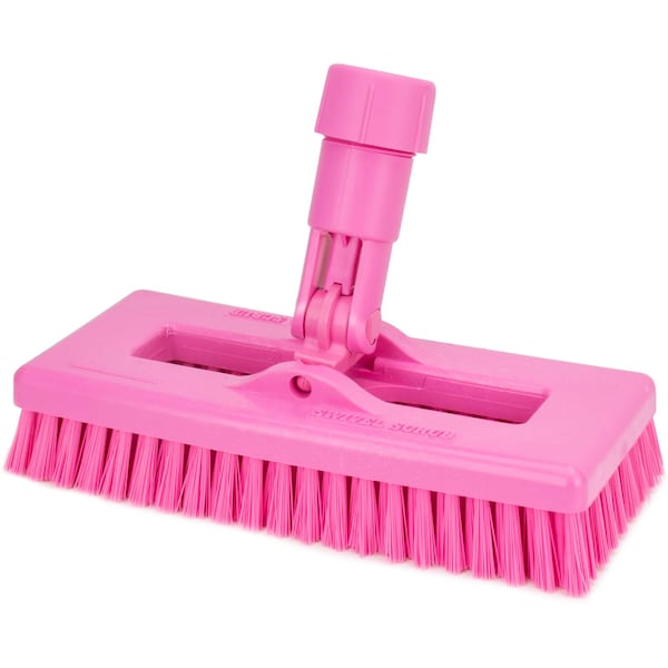 3.5 in W Swivel Scrub Brush, Pink, Polypropylene