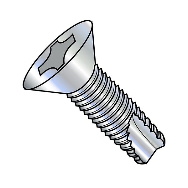 Thread Cutting Screw, #8-32 x 1 in, Zinc Plated Steel Flat Head Phillips Drive, 4000 PK