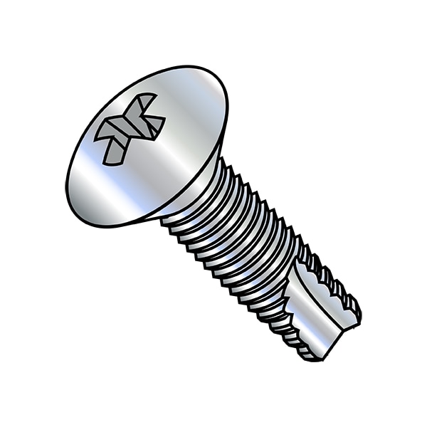 Thread Cutting Screw, #8-32 x 1/2 in, Zinc Plated Steel Oval Head Phillips Drive, 10000 PK