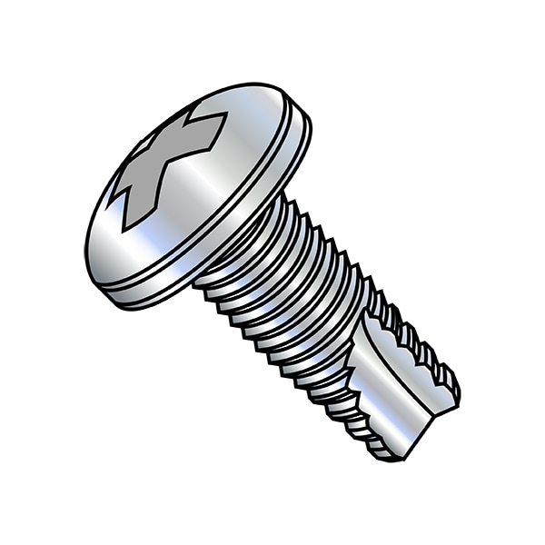 Thread Cutting Screw, #4-40 x 5/16 in, Zinc Plated Steel Pan Head Phillips Drive, 10000 PK