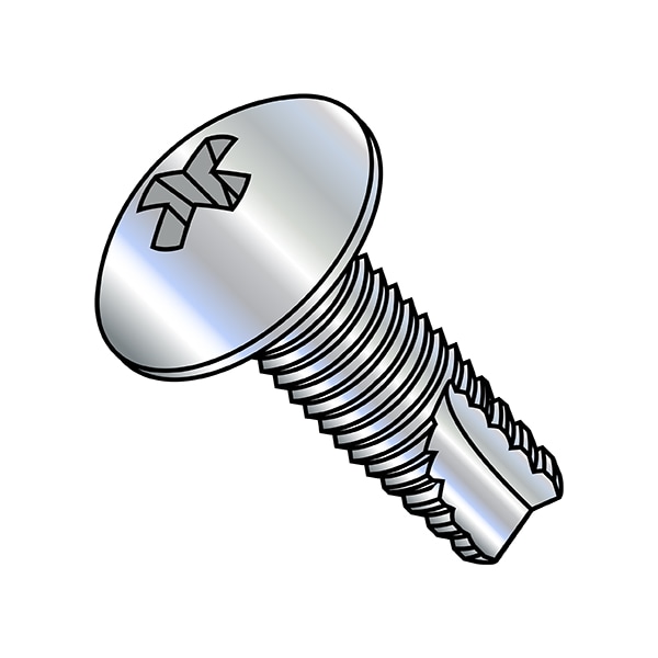 Thread Cutting Screw, #8-32 x 3/8 in, Zinc Plated Steel Truss Head Phillips Drive, 10000 PK
