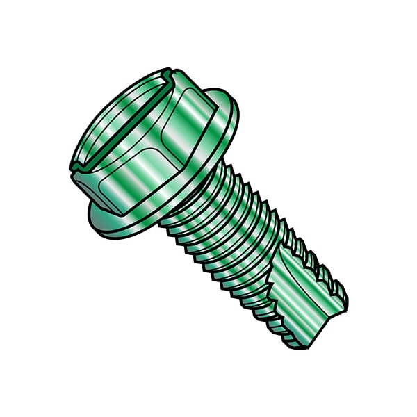 Thread Cutting Screw, #8-32 x 3/8 in, Zinc Plated Steel Hex Head Slotted Drive, 10000 PK