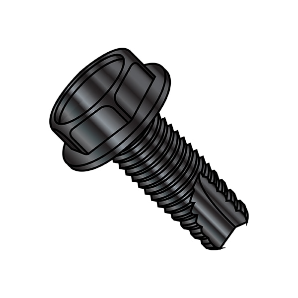 Thread Cutting Screw, 1/4"-20 x 3/4 in, Black Steel Hex Head Hex Drive, 2500 PK