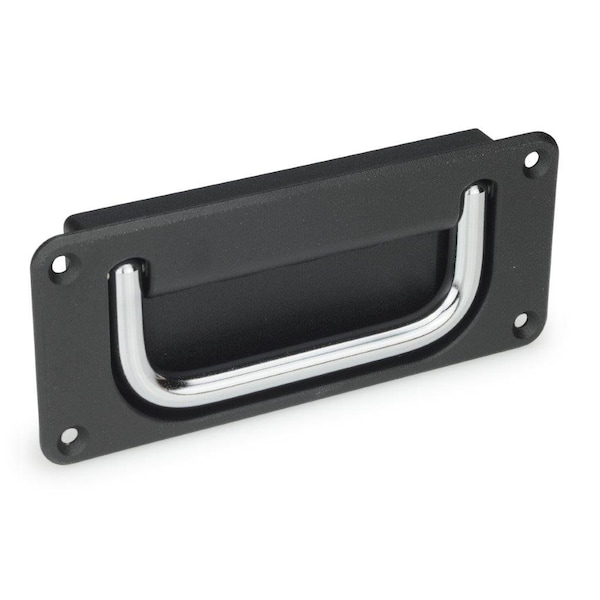 Recessed Folding Pull Handle, Black, Steel