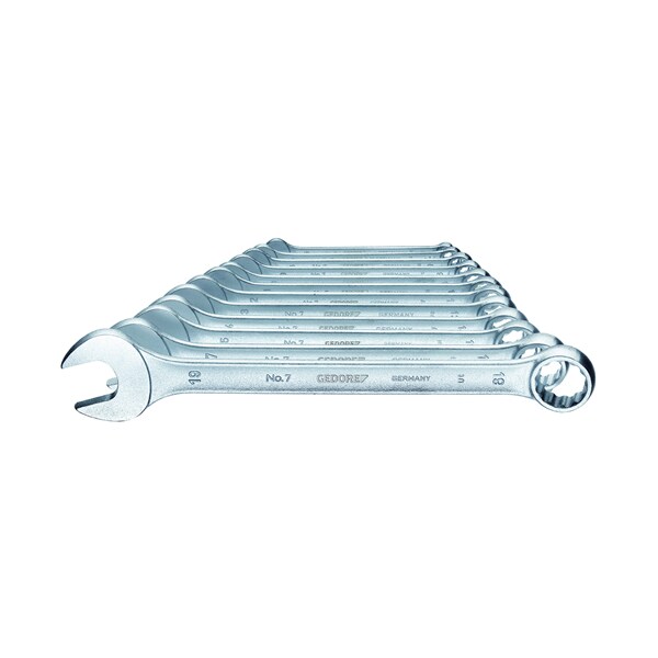 Combination Wrench Set, 12 pcs., 6-19mm, Finish: Chrome plated