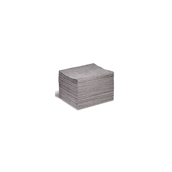 Sorbent Pad, Universal, 18 in x 15 in, Gray, 100 PK
