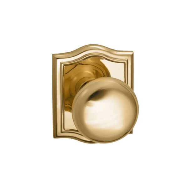 Knob Arched Rose Priv Knob 2-3/4" BS Full Lip Strike Bright Brass 458