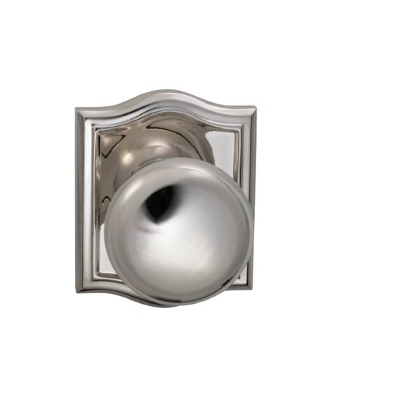 Knob Arched Rose Pass Knob 2-3/8" BS Full Lip Strike Bright Nickel 458