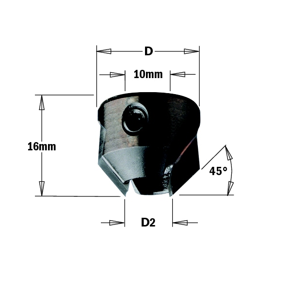 Countersink, 11-12mm Max dia., Left
