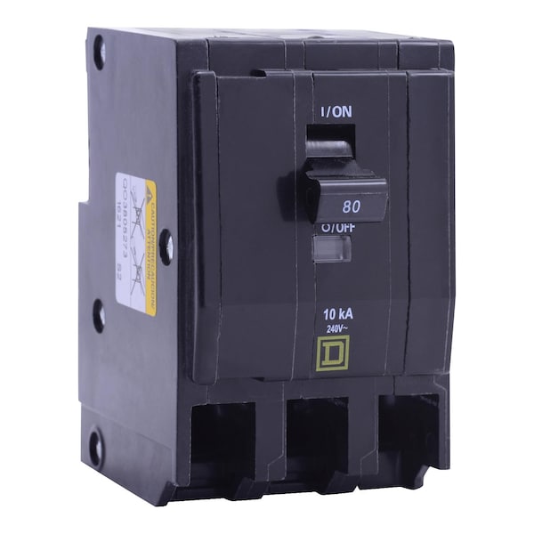Miniature Circuit Breaker, QO Series, 80A, 3 Pole, 240V AC, 10kA at 120/240V AC