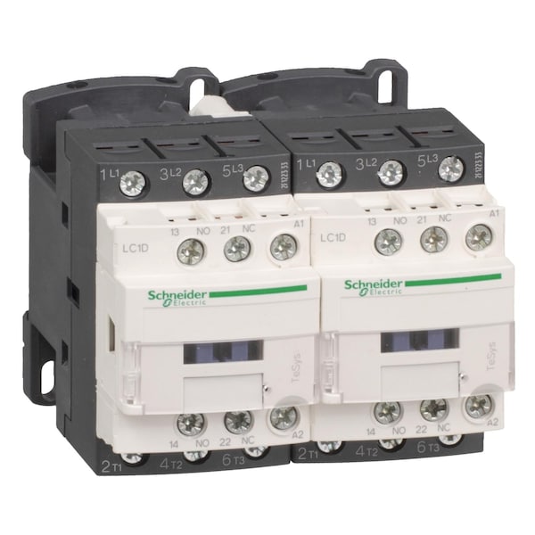 IEC Magnetic Contactor, 1NC/1NO, 110V DC, 3 P, Reversing, Screw Clamp