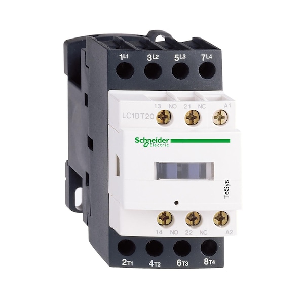 IEC contactor, TeSys Deca, nonreversing, 25A resistive, 4 pole, 2 NO and 2 NC, 208VAC 50/60Hz coil, open style
