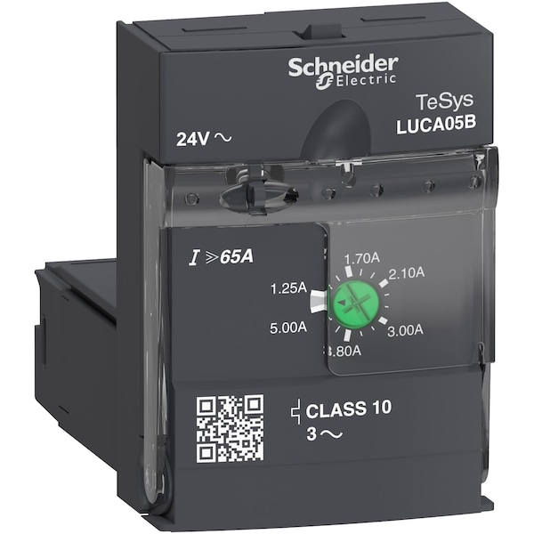 Standard control unit, TeSys Ultra, 1.25A to 5A, 3P motors, thermal magnetic protection, class 10, coil 24VAC