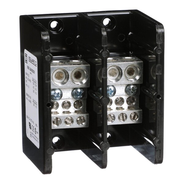 Power Distribution Block, Open, 2 Pole, 350 A Copper, 600 V AC/DC, Surface Mount