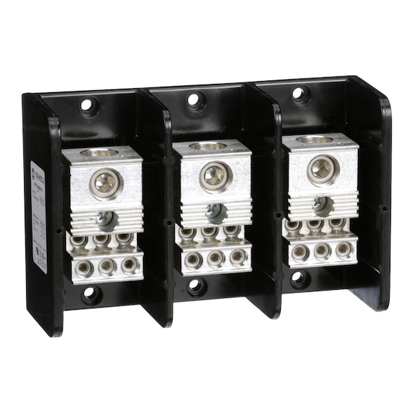 Power Distribution Block, Open, 3 Pole, 380 A Copper, 600 V AC/DC, Surface Mount