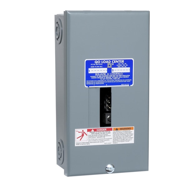 Load Center, QO, 2 Spaces, 70A, 240V, Main Lug, 1 Phase