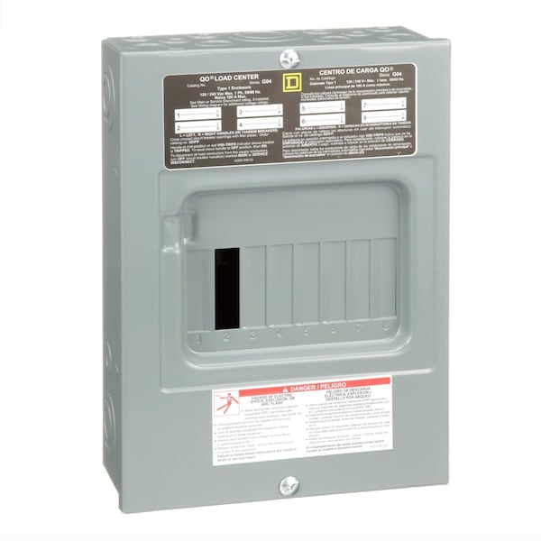 Load Center, QO, 8 Spaces, 100A, 240V, Main Lug, 1 Phase