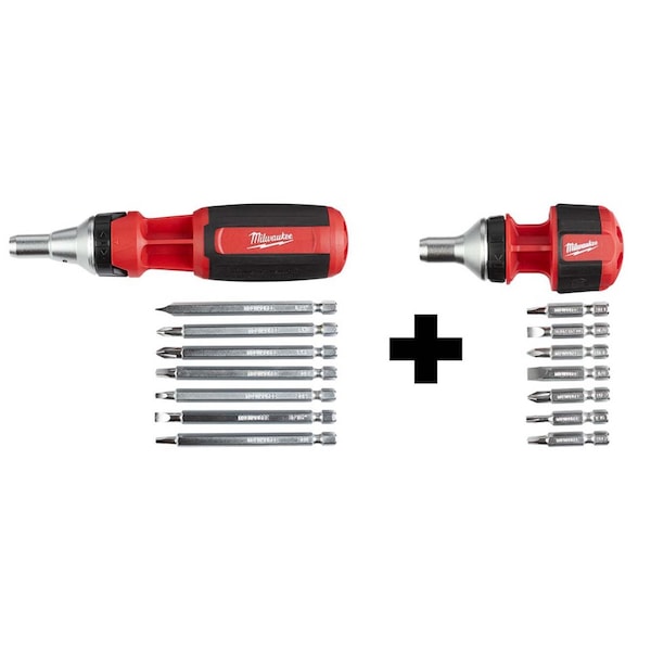 9-in-1 Square Drive Ratcheting Multi-bit Driver + 8-in-1 Compact Ratcheting Multi-bit Driver