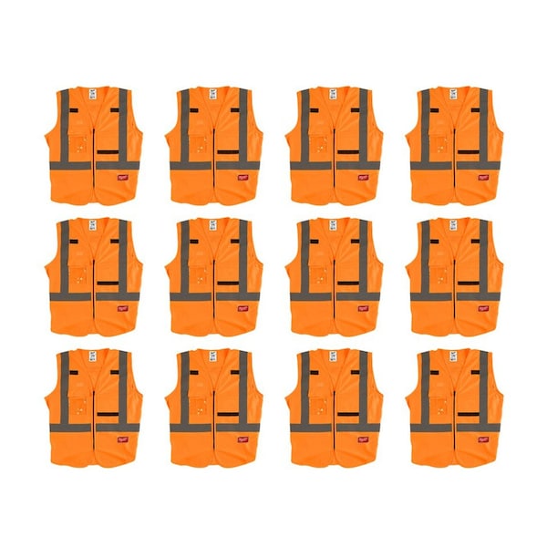 High Visibility Vest, 12 pk, 2XL/3XL