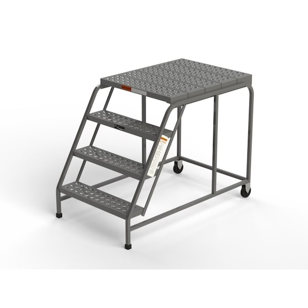 Mobile Work Platform, 4 Steps, 30"W x 36"D Platform, Perforated Tread, No Handrails