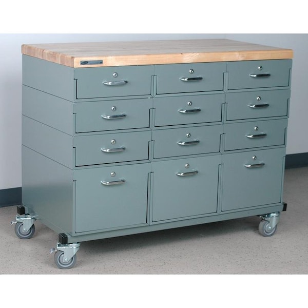 Three Wide, Mobile Drawer Unit