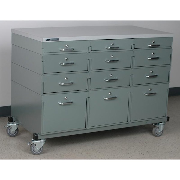 Three Wide, Mobile Drawer Unit