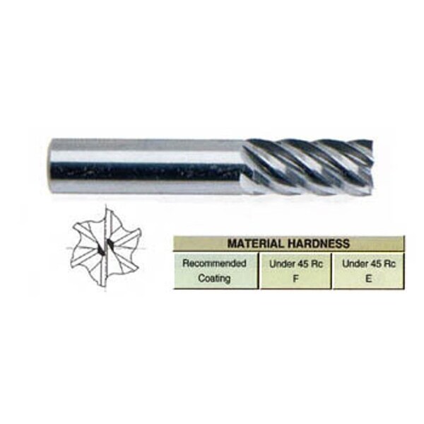 End Mill, 6 Flute, 3/4 x 3/4 x 1-1/2" x 4"