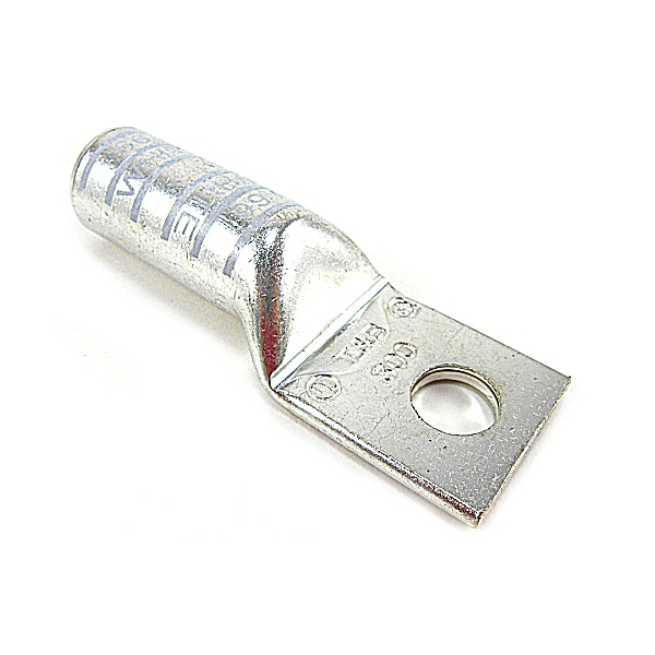 One-Hole Compression Lug, 300 kcmil Max, 1/2 in Stud, Long Barrel, Copper, White