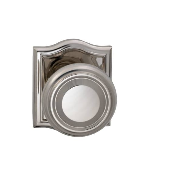 Priv 565 Knob Arched Rose, 2-3/8" Backset and T Strike Bright Nickel