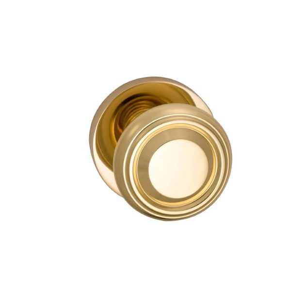 Privacy 565 Knob Modern Rose, 2-3/4" Backset and T Strike Bright Brass