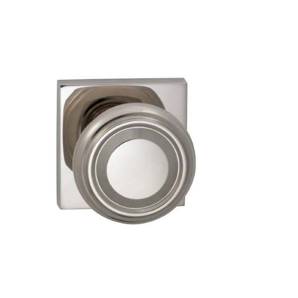 Priv 565 Knob Square Rose, 2-3/8" Backset and T Strike Bright Nickel