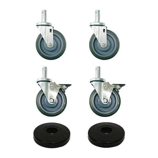 Caster Kit, 2 Swvl/2 SB, w/Bmprs, 5"