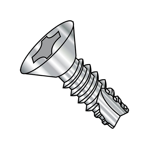 Thread Cutting Screw, #6-20 x 1/2 in, 18-8 Stainless Steel Flat Head Phillips Drive, 5000 PK