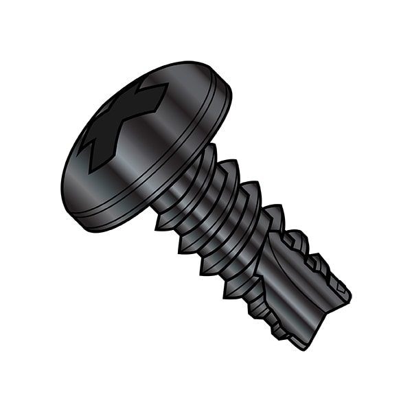 Thread Cutting Screw, #6-20 x 1/4 in, Black Oxide and Oil Steel Pan Head Phillips Drive, 10000 PK