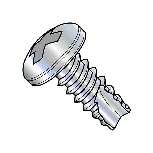 Thread Cutting Screw, #4-24 x 1/2 in, Zinc Plated Steel Pan Head Phillips Drive, 10000 PK