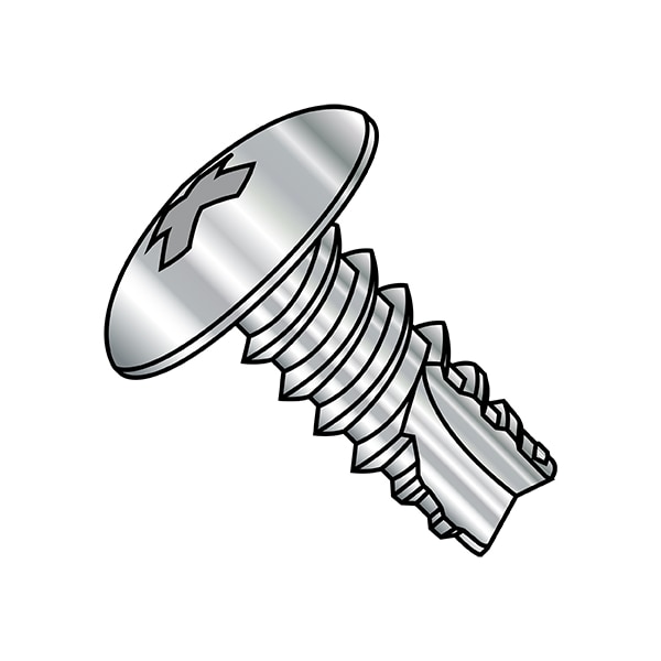 Thread Cutting Screw, #8-18 x 1/2 in, Plain Steel Truss Head Phillips Drive, 5000 PK