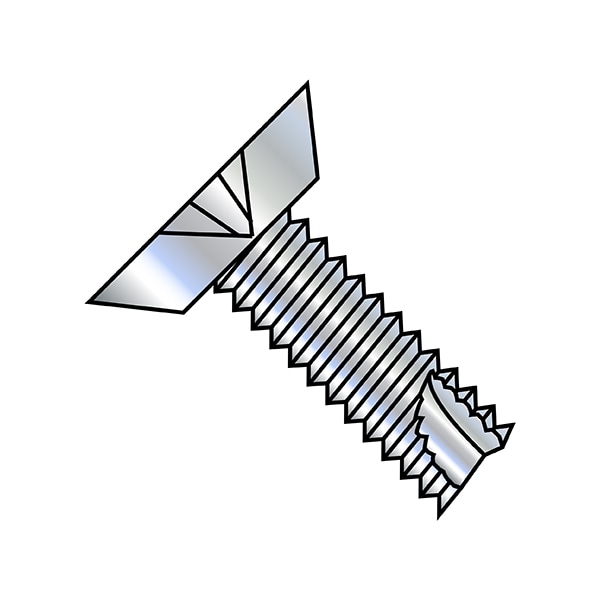 Thread Cutting Screw, #4-24 x 1/4 in, Zinc Plated Steel Flat Head Phillips Drive, 10000 PK