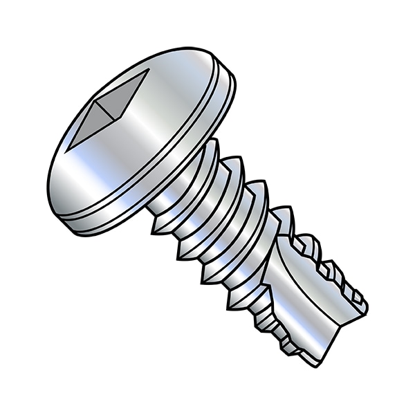 Thread Forming Screw, #6-20 x 1/4 in, Zinc Plated Steel Pan Head Square Drive, 10000 PK