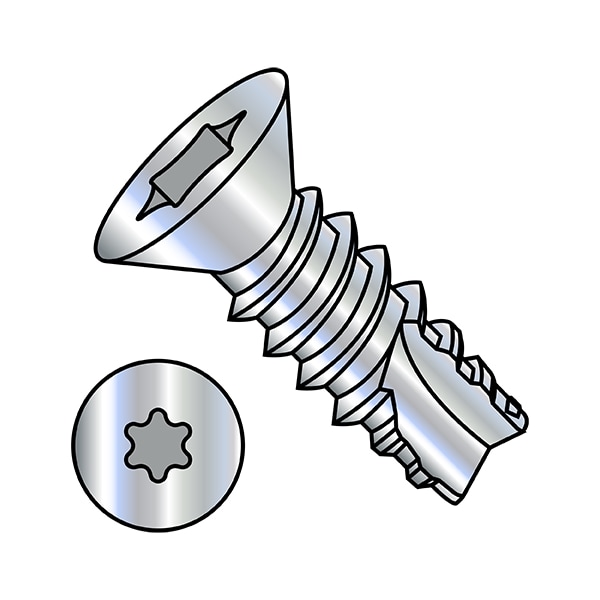 Thread Forming Screw, #8-18 x 3/4 in, Zinc Plated Steel Flat Head Torx Drive, 10000 PK
