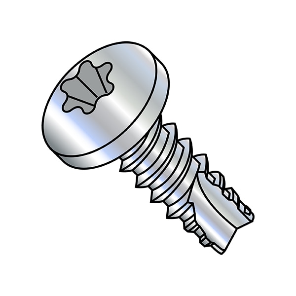 Thread Forming Screw, 1/4"-14 x 3/4 in, Zinc Plated Steel Pan Head Torx Drive, 3000 PK
